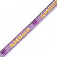Schmuckband mit Tekst "Amour" Purple-yellow